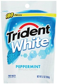 Trident White Sugar Free Gum (Peppermint, 180-Piece, 1-Pack)