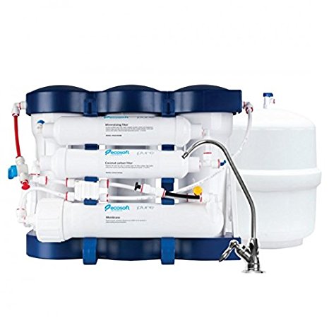 Ecosoft 6 Stage Reverse Osmosis Water FIlter System: 6 stages with Alkaline FIlter to restore minerals lost in the filtration process (natural rock source calcium, magensium, potassium etc for perfect pH balance for the healthiest RO water possible)