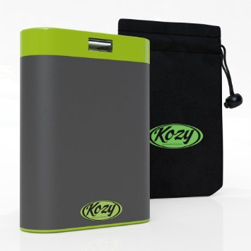 Kozy 7800mAh Rechargeable Hand Warmer provides Comfortable Soothing Warmth for Hours Includes Bonus Warmer Pouch USB ChargerPower Bank and LED Flashlight and Emergency SOS Full 1-Year Warranty