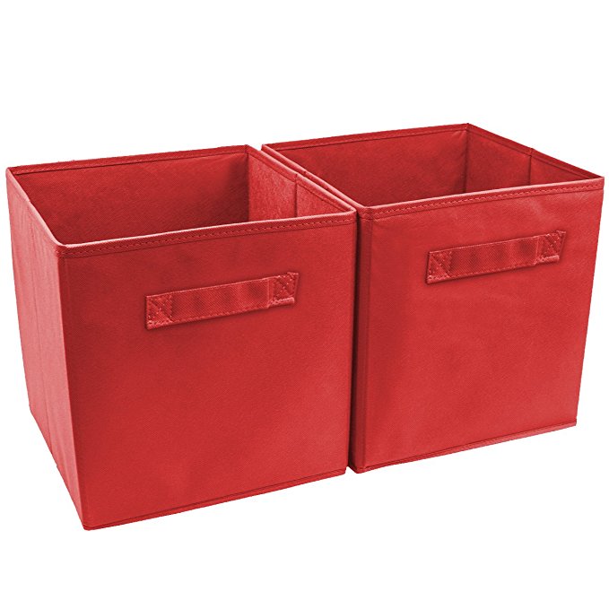 Sorbus® Foldable Storage Cube Basket Bin (2 Pack, Red)