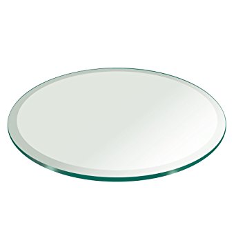 24" Inch Round Glass Table Top 1/2" Thick Tempered Beveled Edge by Fab Glass and Mirror