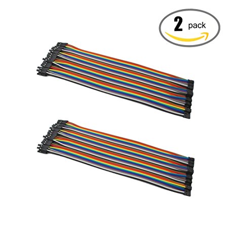 Omall (TM) 2 X 40pcs 20cm 1P-1P Female to Female Breadboard Cable Jump Wire Jumper For Arduino