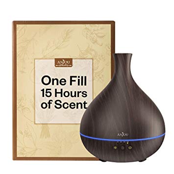 Essential Oil Diffuser, 15 Hours of Scent with Just One Fill, Anjou 500ml Wood Grain Cool Mist Humidifier Ultrasonic Aroma, World's First Diffuser with Patented Oil Flow System for Home & Office