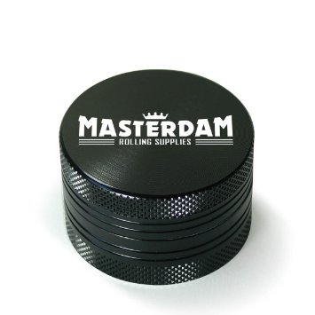 MASTERDAM MasterGrind HERB Grinder 2 Piece - Compact (1.6 inch - 40mm) - Black - Shield Series - Premium Aluminum Grinder for Herb, Spices and Tobacco