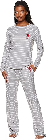 U.S. Polo Assn. Womens Pajamas Set with Pockets - Long Sleeve Shirt and Pajama Pants Loungewear Set