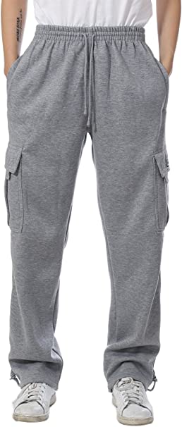 JD Apparel Mens Fleece Cargo Sweatpants Heavyweight M-5XL