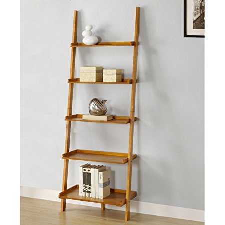 Mintra Oak Finish 5-Tier Ladder Book Shelf