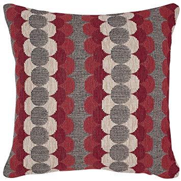 Rivet Mid-Century Modern Circle Throw Pillow Cover - 17 x 17 Inch, Red And Grey