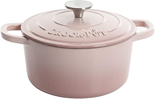 Crock-Pot Artisan Round Enameled Cast Iron Dutch Oven, 5-Quart, Pink Blush