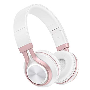 Baseman Foldable Wireless Bluetooth Headphones V4.2 Over-Ear Hi-Fi Stereo Earphones Headsets with Microphone and Wired Mode (Pink)