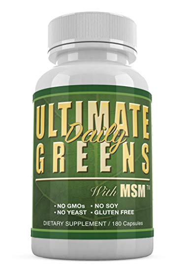 Ultimate Daily Greens MSM 1925mg 180 veg capsules Supreme Vegetable Grasses Dietary Supplement (1)