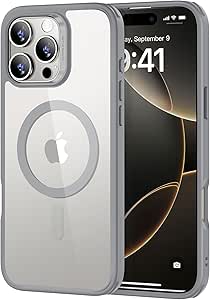 ESR for iPhone 16 Pro Max Case, Compatible with MagSafe, Shockproof Military-Grade Protection, Magnetic Phone Case for iPhone 16 Pro Max, Classic Hybrid Case (HaloLock), Clear Grey