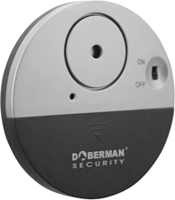 DOBERMAN SECURITY Ultra-Slim Window Alarm with Loud 100dB Alarm and Vibration Sensors – Modern & Ultra-Thin Design Compatible with Virtually Any Window – Perfect for Home, Office, Dorm Room or Even RVs – Model SE-0106