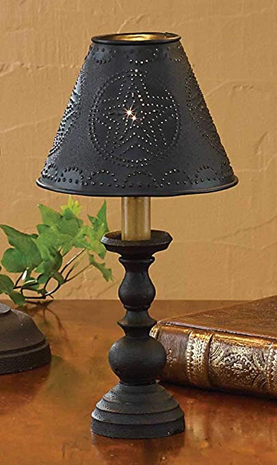 Park Designs Small Black Candlestick Lamp with Black Star Punched Metal Shade Included