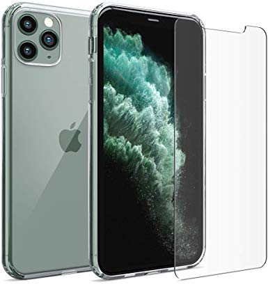 FlexGear Clear Case for iPhone 11 Pro and 2 Glass Screen Protectors (Clear)