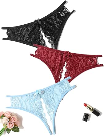 Avidlove Women Lace Panties Sexy Underwear Floral Lace Briefs with Cute Bow Center