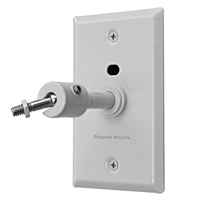 Pinpoint Mounts AM21-White Universal Home Theater Speaker Wall Ceiling Mount with Electrical Box Installation Adapter Plate