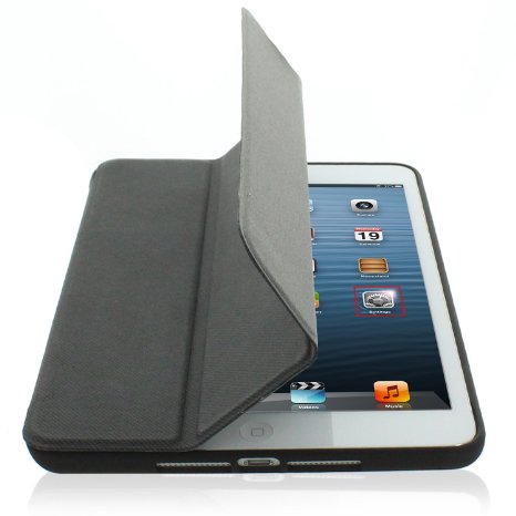 KHOMO iPad Mini/Mini 2 Retina/Mini 3 Case - Dual Grey Super Slim Twill Cover with Rubberized Back & Smart Feature for Apple iPad Mini Tablet