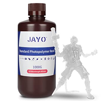 3D Printer Resin UV-Curing Resin 405nm Standard Photopolymer Resin JAYO High-Resolution & Quick Curing 3D Printing Resin Standard Rapid Photopolymer Resin for LCD 3D Printing, Clear 1000g