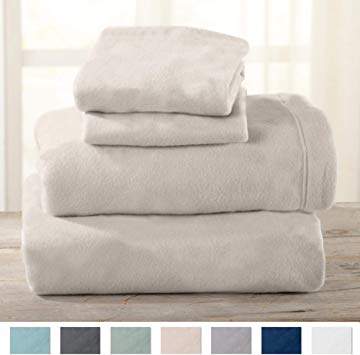 Maya Collection Super Soft Extra Plush Fleece Sheet Set. Cozy, Warm, Durable, Smooth, Breathable Winter Sheets in Solid Colors (Twin, Ivory)