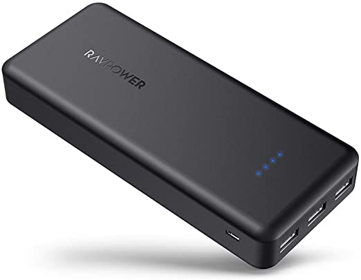 Portable Charger RAVPower 22000mAh Power Bank External Battery Pack with 5.8A Output 3-Port (iSmart 2.0 USB Ports,) Cell Phone Charger Battery (Black)