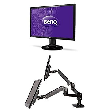 BenQ GL2460HM 24-Inch Screen LED-Lit Monitor (2-Pack) & AmazonBasics Dual Side-by-Side Monitor Display Mounting Arm Set