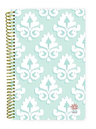 Bloom Daily Planners 2017 Calendar Year Daily Planner - Passion/Goal Organizer - Monthly Weekly Agenda Datebook Diary - January 2017 - December 2017 - 6" x 8.25" - Mint Damask