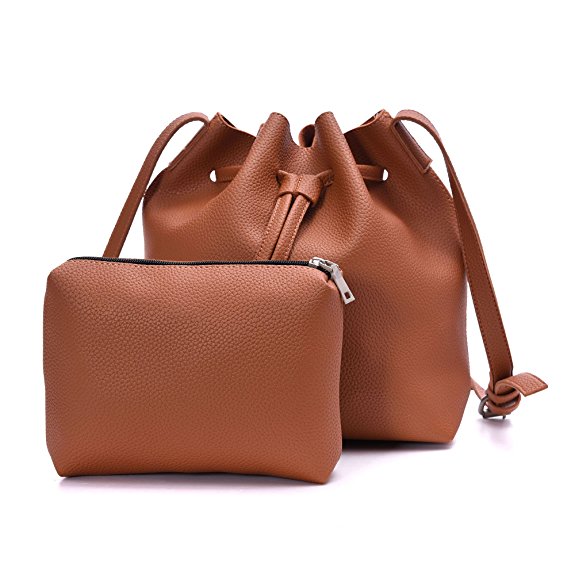Bucket Bag Small Crossbody Purse for Women Artmis Pu Leather 2 Pieces Cosmetic Bag Set