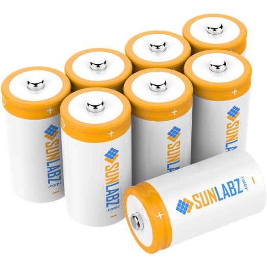 SunLabz D 5000mAh NiCD Rechargeable Batteries (8 Pack)