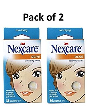 Nexcare Acne Absorbing Covers, Assorted 36 ea (Pack of 2)