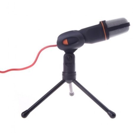 FOME Mic Portable Wired Condenser Microphone with Holder Clip for Chatting Singing Karaoke PC Laptop Black  FOME GIFT