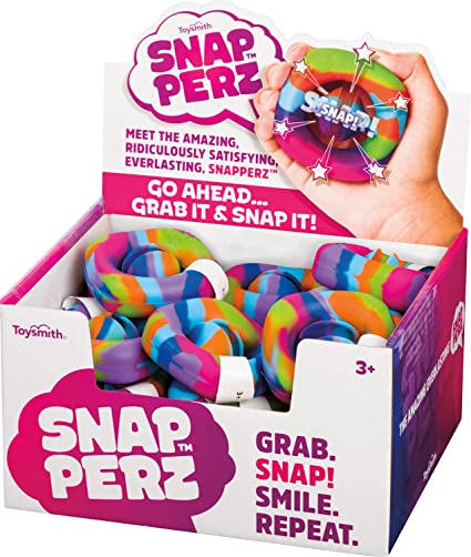 Toysmith Snapperz Rainbow Fidget Toy, Squeeze, Grab, Snap, Sensory, Party Popper Noise Maker Stress Relief
