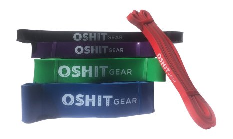 Resistance Exercising Bands By OSHIT GEAR - Choose 1 of 5 Different Tension Bands That Are Ideal For Both Beginners & Experienced Athletes - Perfect For Strengthening & Conditioning All Muscle Groups