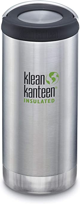 Klean Kanteen TKWide Stainless Steel Double Wall Insulated Water Bottle with Insulated Wide Loop Cap, 12-Ounce, Brushed Stainless