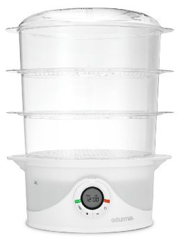 Gourmia GFS-300 SteamTower300 Electronic Digital 3 Tier Vegetable and Food Steamer 95 quart Clear