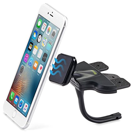 Magnetic Smartphone CD Mount - iKross Universal In-Car CD Slot Mount Cradle Holder For iPhone, Smartphone with 360 Rotation - Black