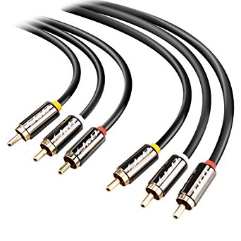 3RCA to 3RCA Cable, J&D Gold-Plated [Copper&nbsp;Shell]&nbsp;[Heavy&nbsp;Duty] 3 RCA Male to 3 RCA Male Stereo Audio Cable, RCA Cables - 6 Feet