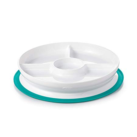 OXO TOT Stick & Stay Divided Plate, Teal