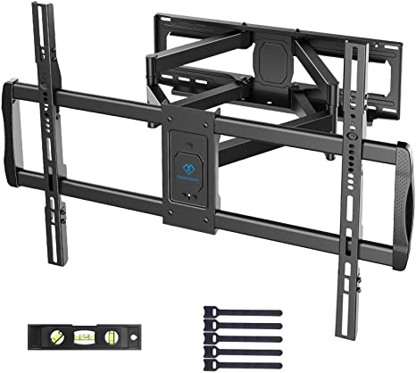 Full Motion TV Wall Mount for 37-90" LED LCD OLED Flat/Curved TV with Max VESA 800x600mm Dual Articulating Arms Swivel TV Bracket Rotate Extension Tilting Fits 16-24" Wood Studs Hold up to 165lbs