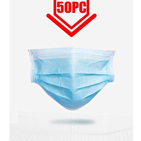 50 Pieces - Disposable Mask - 3Ply Comfortable Earloop Masks (Blue)