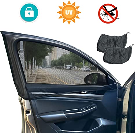 2pcs Car Window Shades, Cover Full Window Semi-Transparent, Breathable Mesh Car Side Window Shade Sunshade UV Protection for Baby Family Pet, Car Mosquito Net