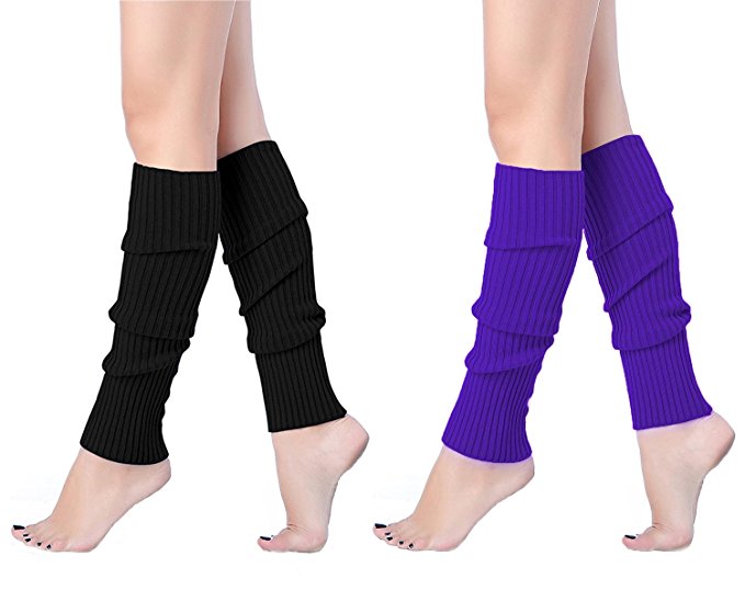 V28 Women Juniors 80s Eighty's Ribbed Leg Warmers for Party Sports