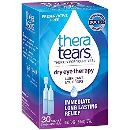 TheraTears Eye Drops for Dry Eyes, Dry Eye Therapy Lubricant Eyedrops, Preservative Free, 30 Count Single-Use Vials