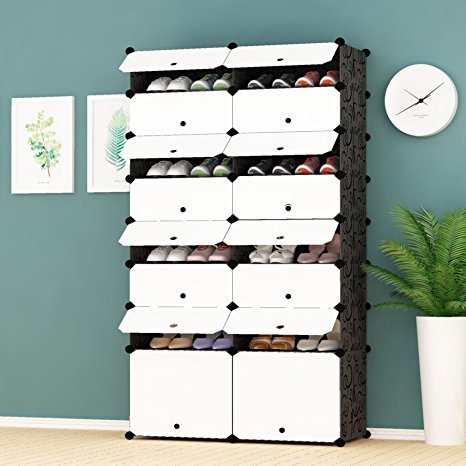 JOISCOPE MEGAFUTURE Portable Shoe Storage Organzier Tower, Modular Cabinet for Space Saving, Shoe Rack Ideal for shoes, boots, Slippers (2 x 8-tier)