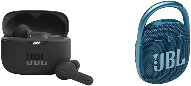 JBL Tune 230NC TWS True Wireless in-Ear Noise Cancelling Headphones - Black & Clip 4 - Portable Mini Bluetooth Speaker, IP67 Waterproof and dustproof, 10 Hours of Playtime(Blue)