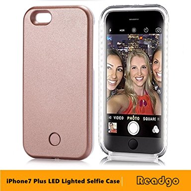 Illuminated Case for iPhone 7 Plus (5.5 Inch),New LED Light Up Luminous (Dimmable) Cell Phone Case by Readgo,Great for Selfies Facetime Rechargeable Flashlight (Rose Gold iPhone7 Plus)
