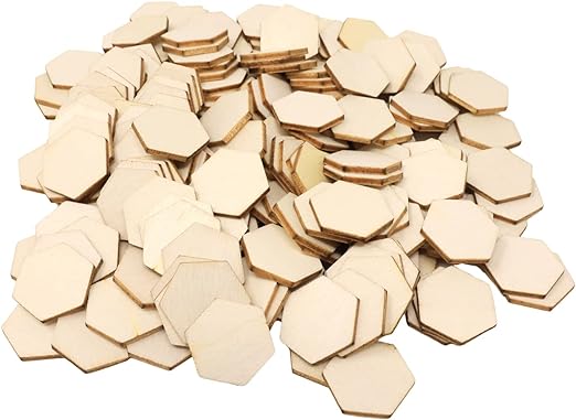 Honbay 200PCS 20mm/0.79inch Hexagon Unfinished Blank Wood Pieces Wood Slices Wood Chips Embellishments for DIY Crafts, Home Decoration, Board Games, Early Childhood Education, etc