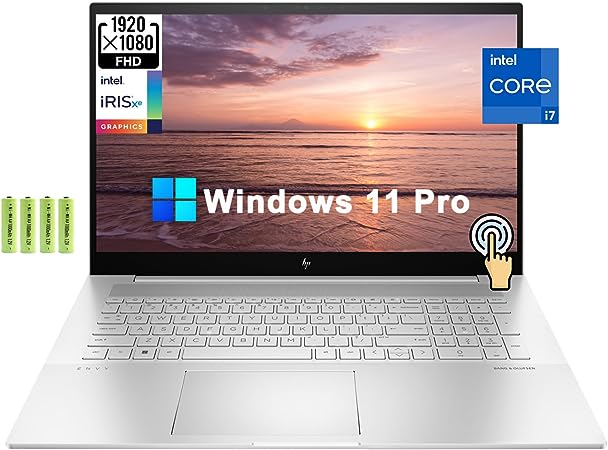 HP Envy 17 17.3" FHD Touchscreen Business Laptop[Windows 11 Pro], Intel 12-Core i7-1260P, 64GB DDRR4 RAM, 1TB PCIe SSD, Iris Xe Graphic, Backlit KB, Numeric Keypad, BT 5.3, Fast Charge, w/Battery