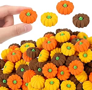 Chuangdi 150 Pcs Pumpkin Erasers Bulk Fall Mini Novelty Party Pencil 3D Rubber Cement Eraser Halloween Autumn Thanksgiving Party Favor Stationery for Children Students Kids Teacher Rewarding