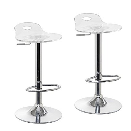 Acrylic Hydraulic Lift Adjustable Counter Bar Stool Dining Chair Clear -Pack of 2 (2017)